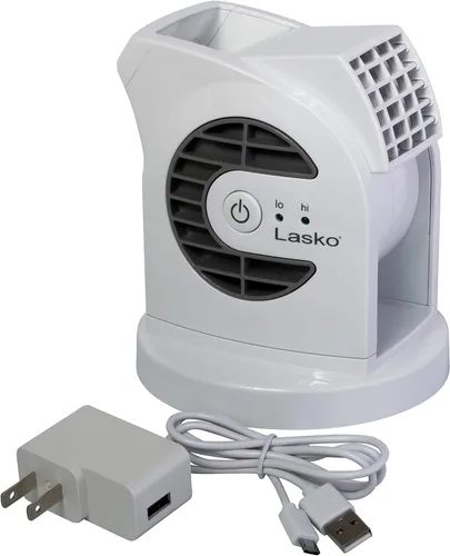 Vista 8 de Lasko MyCool D301 Mini ventilador de escritorio USB con cable USB de 40 pulgadas y adaptador de CA adicional - Pequeño ventilador personal portátil