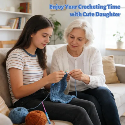 Vista 6 de Coopay Ganchos de ganchillo cálidos de agarre cómodo, mango de margarita verde para principiantes, juego de ganchos de ganchillo de eje de aluminio