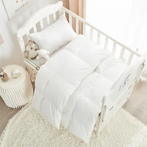 Vista 3 de Edredón de plumón de ganso para bebé/niño pequeño/viaje/cuna multifuncional, 100% algodón orgánico y lavable unisex para niños, para todas