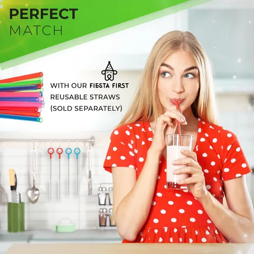 Vista 6 de Buenalife Juego de 4 cepillos de limpieza resistentes – Limpiadores de paja extra largos para pajitas reutilizables de metal y plástico