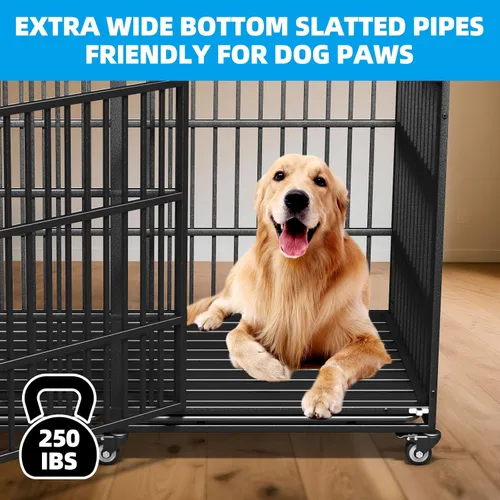 Vista 4 de Jaula resistente para perros de 64 pulgadas, indestructible, a prueba de fugas, para perros de ansiedad alta, extra XL, de gran tamaño, para razas