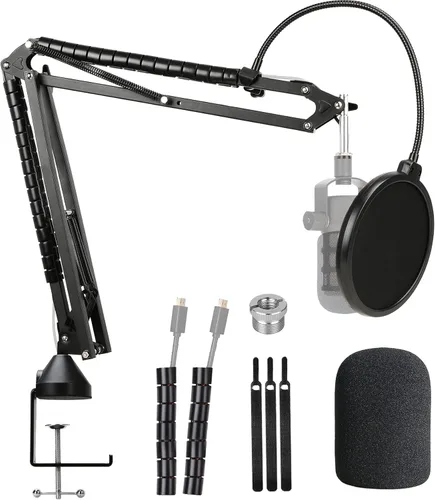 Vista 12 de Protector de espuma con filtro pop para micrófono PodMic - Parabrisas de viento para micrófono personalizado para Rode PodMic USB, micrófono