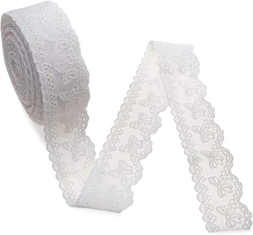 IDONGCAI Cinta de algodón con ojales de encaje, 7 yardas (1.57 pulgadas de ancho) bordada de encaje de algodón floral para manualidades, ropa, ropa