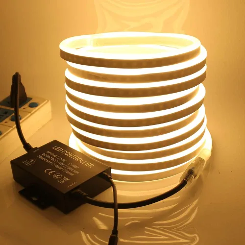 Vista 15 de Luz de neón LED, regulable CA 110-120V flexible tira de luces LED de neón, 120 LEDs/M, 50 pies/49.2 ft impermeable 2835 SMD LED cuerda de luz + Azul