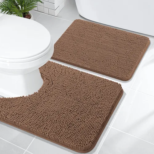 Vista 37 de OLANLY Juego de 2 alfombras de baño de felpilla suave y absorbente, antideslizantes, de secado rápido, lavables a máquina, accesorios de decoración