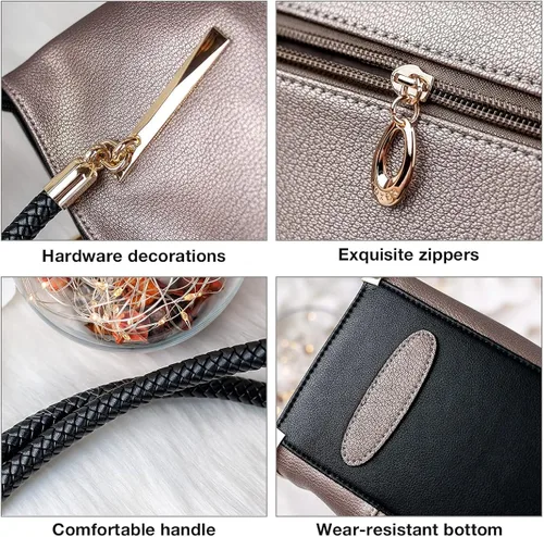 Vista 5 de FOXLOVER Bolsos de mano de gran capacidad para mujer de cuero genuino para mujer bolsos de hombro de moda