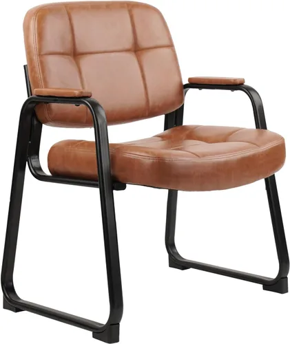 Vista 26 de CLATINA Big & Tall - Silla de invitados para sala de espera de 500 libras, silla de recepción de oficina de cuero sin ruedas con brazos acolchados