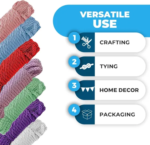 Vista 4 de Cuerda de seda suave trenzada sólida, 32.8 ft, duradera y fuerte, cuerda multiusos para hilo (marrón)