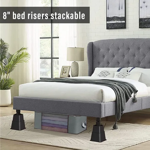 Vista 6 de Elevadores de cama de 8, 5 o 3 pulgadas, apilables, resistentes, 6 elevadores grandes (5 pulgadas) + 6 elevadores pequeños (3 pulgadas)