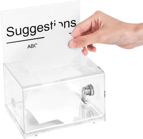 Vista 6 de Amazon Basics Urna con cerradura de llave, transparente