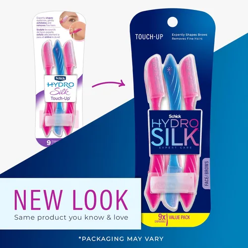 Vista 2 de Schick Hydro Silk - Herramienta de depilación Touch-Up con cubierta de precisión para cejas, 9 unidades Navaja de depilación, navajas faciales