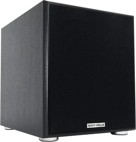Rockville Rock Shaker 10 - Subwoofer negro de 600 W, amplificador clase D, cruce ajustable, carcasa de MDF, para cine en casa y estudio