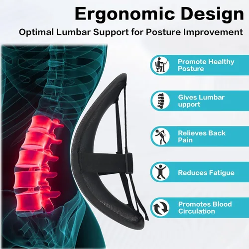 Vista 4 de Soporte lumbar para silla de oficina, paquete de 2 almohadas de apoyo lumbar para silla de automóvil, soporte de respaldo con malla transpirable