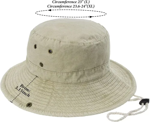 Vista 5 de Sombreros para el sol para hombre con protección UV, ala ancha, sombrero de safari de pesca Caqui