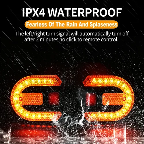 Vista 5 de Luz trasera de bicicleta con señal de giro, luces traseras de bicicleta recargables por USB, luz trasera de bicicleta dividida delantera y trasera