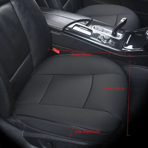 Vista 2 de 1 par de fundas de asiento delantero de automóvil de piel sintética, fundas de cojín para asiento delantero de automóvil, protector de asiento
