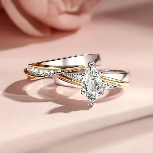 Vista 4 de Jeulia Anillos de compromiso para mujer, anillos de compromiso de aniversario, juego de novia de plata de ley 925 con piedra primaria de 1.6