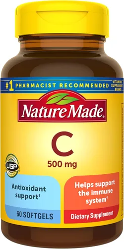 Nature Made Vitamina C 500 mg, suplemento dietético para apoyo inmunológico, 60 cápsulas blandas, suministro para 60 días