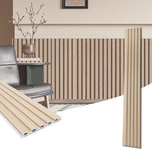 Vista 13 de Art3d WPC - Paneles de pared con listones, paquete de 8 unidades de 108 x 6 pulgadas, detalles de pared 3D para decoración de pared interior, sala
