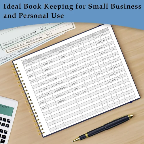 Vista 5 de AKONEGE Libro Mayor de Contabilidad para Pequeñas Empresas y Uso Personal, Cuaderno Rastreador de Gastos Horizontal Libro Mayor para Teneduría