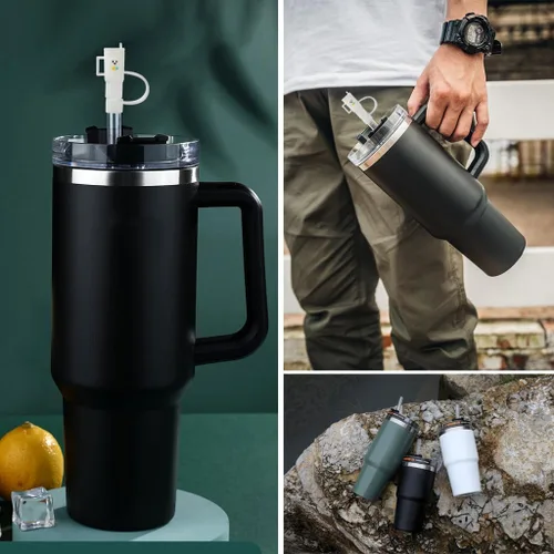 Vista 7 de ALINK Paquete de 4 popotes de repuesto y cubiertas para popotes Stanley de 40 onzas y 30 onzas, popotes transparentes de plástico reutilizables