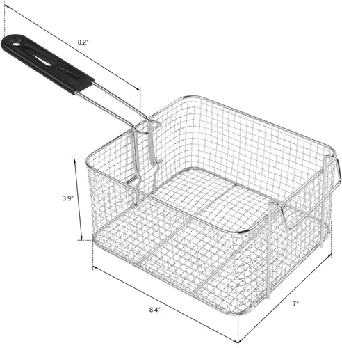 Vista 7 de ROVSUN Freidora eléctrica de 11.4 cuartos de galón con cesta y tapa, freidora de cocina comercial de 2500 W, freidora francesa de acero inoxidable