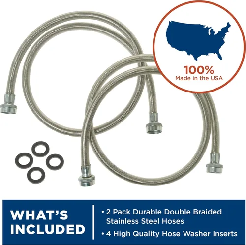 Vista 4 de Ge neral Electric PM14X10005 - Mangueras de lavadora de acero inoxidable, 4 pies (paquete de 2)