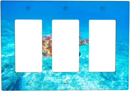 Vista 57 de Placa de interruptor de luz de tortuga marina de 1 banda, placa de pared basculante individual, placa decorativa eléctrica GFCI para decoración