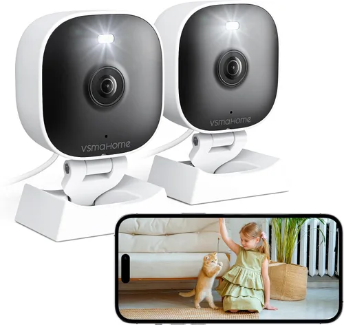 Vista 11 de Cámaras 2K para seguridad del hogar, interior/exterior para monitoreo de bebés/ancianos/mascotas con aplicación de teléfono, Plug & Play con cable