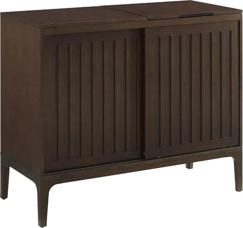 Vista 8 de Crosley Furniture Asher Media Console y soporte para tocadiscos con almacenamiento para discos de vinilo, color marrón oscuro