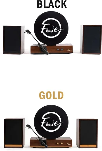 Vista 3 de Reproductor de discos de vinilo vertical Fuse GLD con altavoces Moldura negra Bluetooth 5.3, AUX Altavoces externos de gama completa