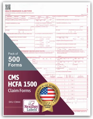Vista 6 de Formularios de reclamo CMS 1500. HCFA (Versión 02/12). 250 por resma 100