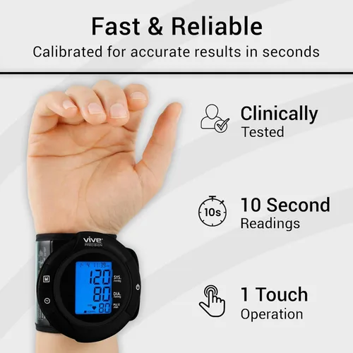 Vista 5 de Vive Precision Monitor inteligente de presión arterial de muñeca – Máquina digital automática precisa de brazalete BP para detección de latidos