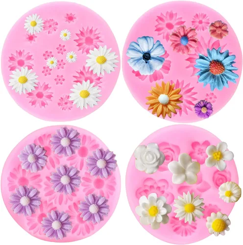 Vista 10 de Mujiang Molde de fondant de flores de rosa, moldes de silicona para decoración de pasteles, decoración de cupcakes, pasta de goma de mascar