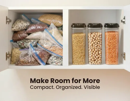 Vista 9 de Felli Flip Tite TALL Storage Container with Lid 4" Air Tight Easy Open Ring Top, Clear Acrylic Skinny Canister Jar for Spaghetti Lasagna Fettuccine