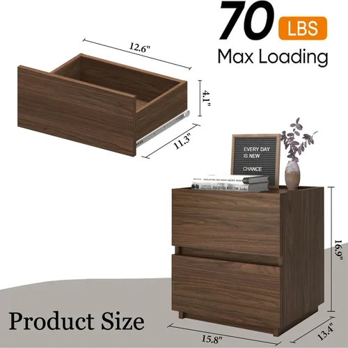 Vista 3 de furtble Cómoda apilable de 2 cajones, cómoda pequeña para armario, mesita de noche moderna para dormitorio, mesa auxiliar con cajón