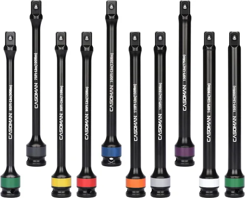 Vista 2 de CASOMAN Juego de 10 barras de extensión de par codificadas por colores de 8 pulgadas de longitud de 1/2 pulgadas, 65 a 150 pies-libras