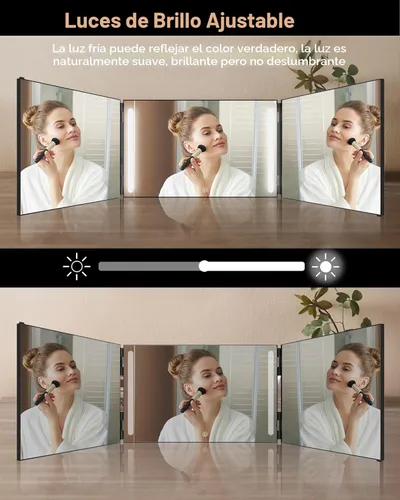 Vista 5 de JUSRON Espejo para Cortarse el Cabello Uno Mismo con Ángulo de Visión de 360°, Vidrio HD Transparente Antivaho, Recargable por USB, Fácil de Usar