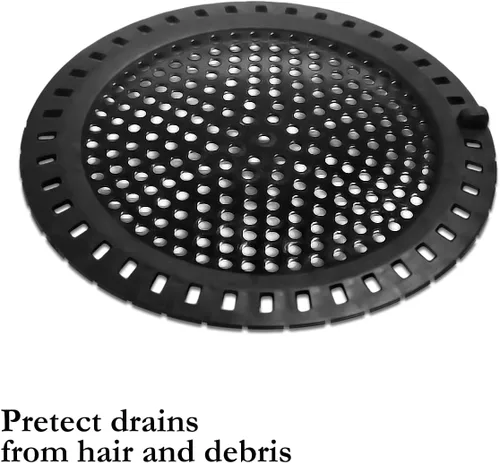 Vista 2 de Huntonry Atrapador de Pelo para Ducha y Bañera, Protector de Drenaje para Bañera y Lavabo, Plano y Redondo, Negro