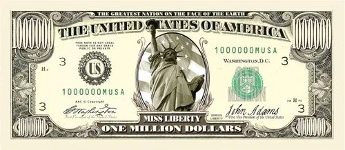 Vista 2 de American Art Classics Paquete de 50 - Billetes tradicionales de un millón de dólares - No es moneda real