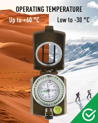 Vista 5 de Eyeskey Brújula Militar de Supervivencia Táctica Multifuncional con Cordón y Bolsa Impermeable y Resistente a los Impactos Brújula