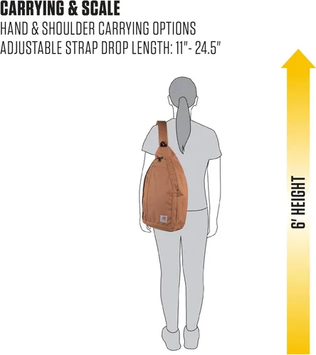 Vista 6 de Carhartt Bolso bandolera duradero, mochila cruzada con hebilla de liberación lateral, funda para tableta y correa ajustable, Greenstone