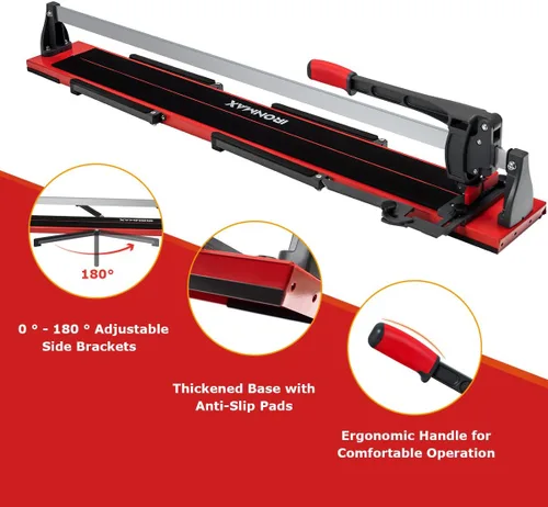 Vista 4 de IRONMAX Cortador de azulejos manual de 48 pulgadas, herramientas profesionales de corte de azulejos de cerámica con mango ergonómico, escala