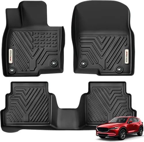 Vista 10 de YITAMOTOR Alfombrillas de piso y forro de carga que se ajustan para Mazda CX-5 2017-2021, TPE para todo clima, alfombrillas de piso de ajuste