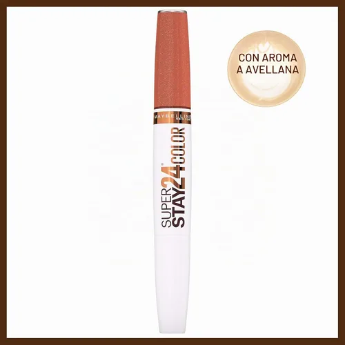 Vista 2 de Maybelline SuperStay 24, lápiz labial líquido de 2 pasos, Edición Café, Hushed Hazelnut 330 AVELLANA HUSHED