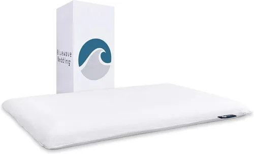 Vista 8 de Bluewave Bedding Almohada de espuma viscoelástica de gel extra delgada para personas que duermen boca abajo y de espalda, diseño delgado, plano