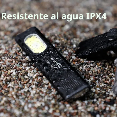 Vista 9 de WARSUN Linterna EDC recargable T7, linterna de bolsillo delgada con clip y base magnética, luz LED portátil para transporte diario, caminata