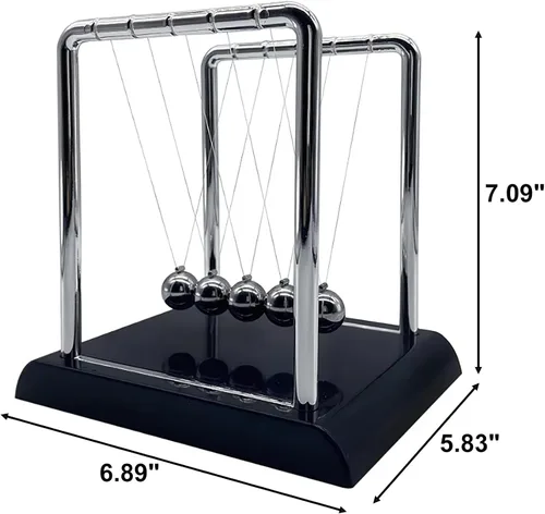 Vista 7 de Cuna de Newton Bolas de Equilibrio, Bolas de Péndulo con Base Negra, Péndulo Cuna de Newton, Decoración de Escritorio para Hombres, Juguetes