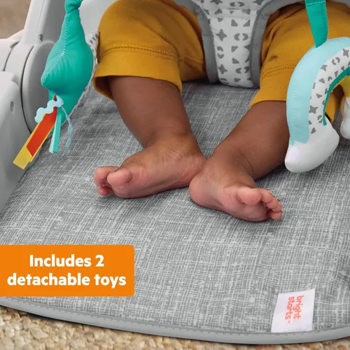 Vista 7 de Bright Starts Learn-to-Sit Asiento de suelo para bebé, 2 posiciones para crecer con bebé, silla de bebé portátil, incluye juguetes sensoriales
