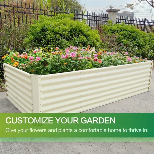 Vista 59 de GARDMAX 2x2x1FT Galvanized Round Raised Garden Bed Kit, Metal Planter Boxes Outdoor with Easy Assembly, Large Garden Bed for Vegetables, Fruits